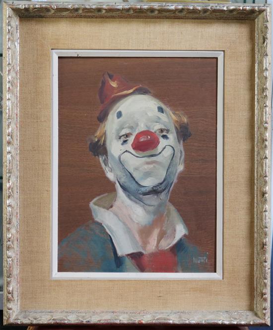 Cesarino Monti (1916-1979) Portrait of a clown, Nino Ponti 15.5 x 11.5in.